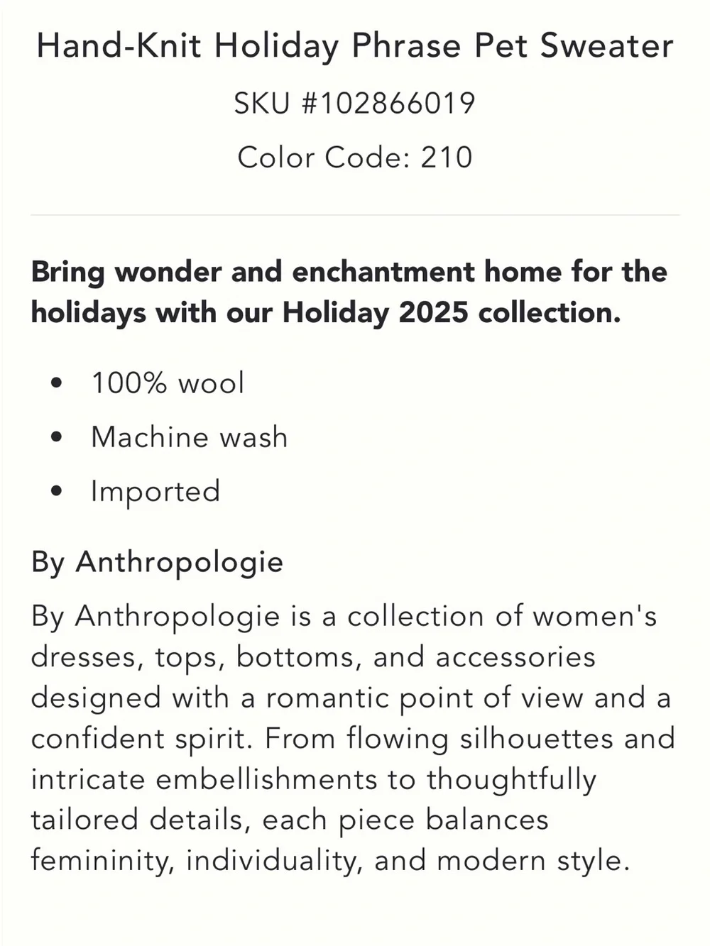 Anthropologie hand knit